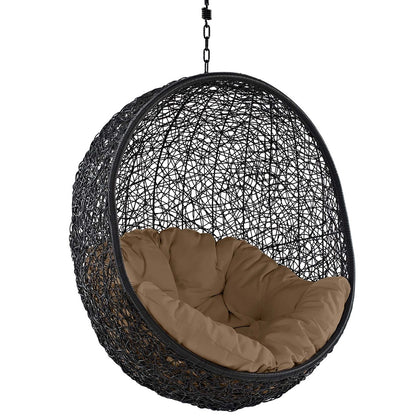Encase Swing Outdoor Patio Lounge Chair, Rattan Wicker, Brown 14333
