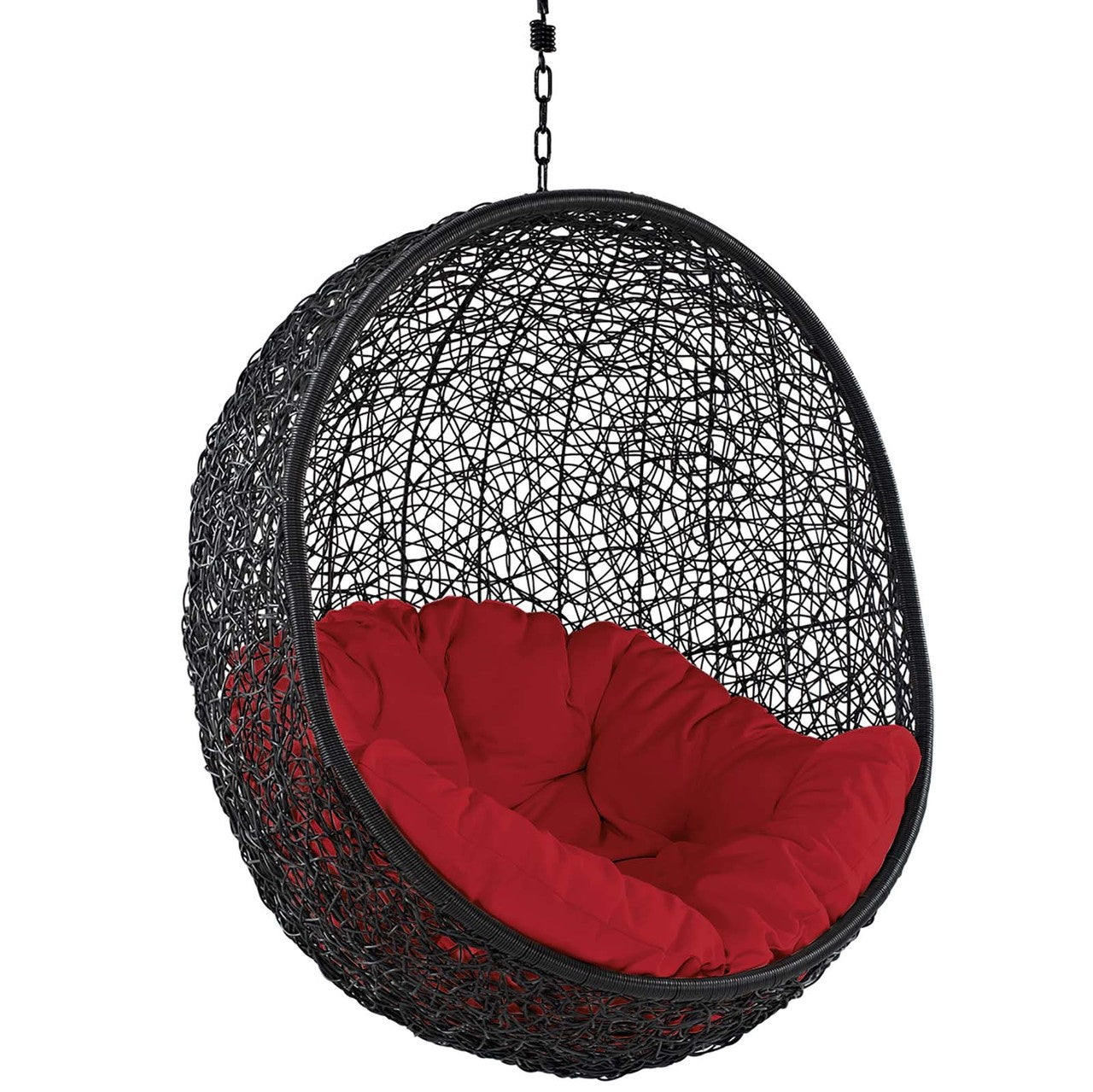 Encase Swing Outdoor Patio Lounge Chair, Rattan Wicker, Red 14337