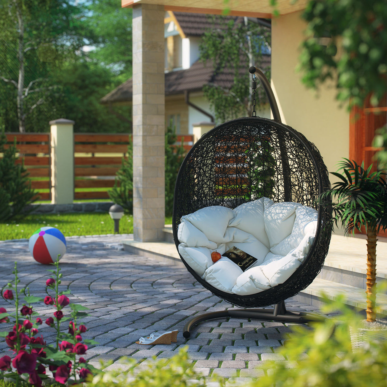 Encase Swing Lounge Chair in Espresso White