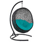 Encase Swing Outdoor Patio Lounge Chair, Rattan Wicker, Blue 14338