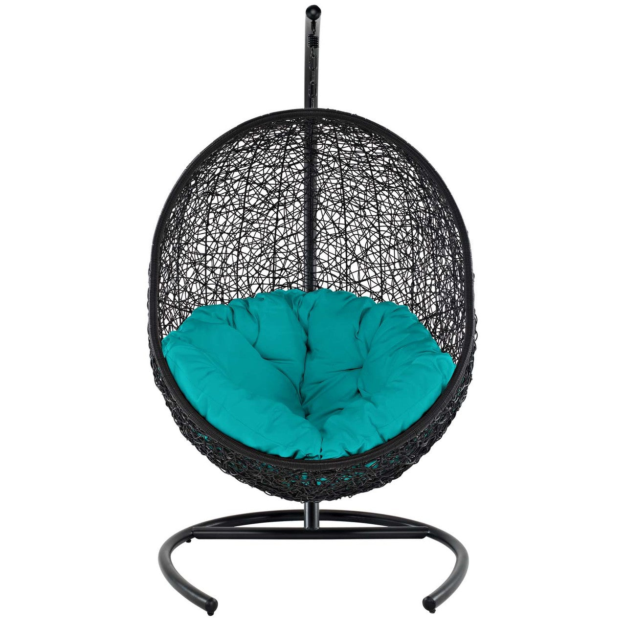 Encase Swing Outdoor Patio Lounge Chair, Rattan Wicker, Blue 14338