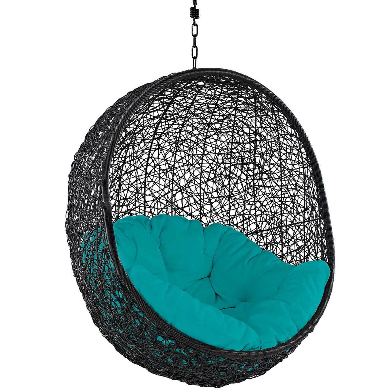 Encase Swing Outdoor Patio Lounge Chair, Rattan Wicker, Blue 14338