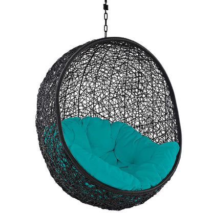 Encase Swing Outdoor Patio Lounge Chair, Rattan Wicker, Blue 14338