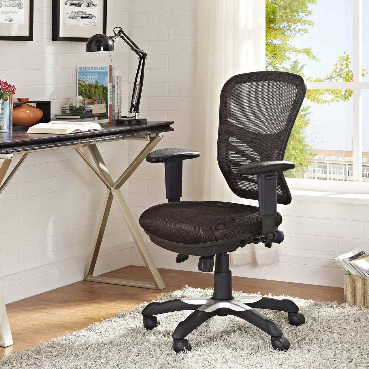 Articulate Office Chair, Brown Fabric