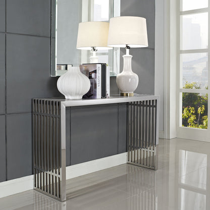 Gridiron Console Table in Silver