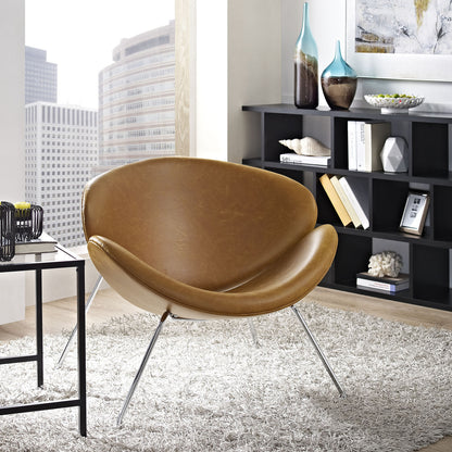 Nutshell Lounge Chair , Vinyl Leather, Brown