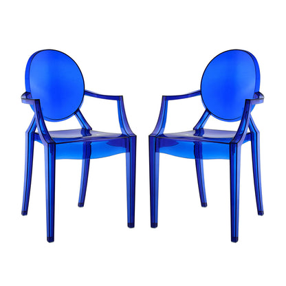 Casper Dining Armchairs Set of 2, Blue Plastic