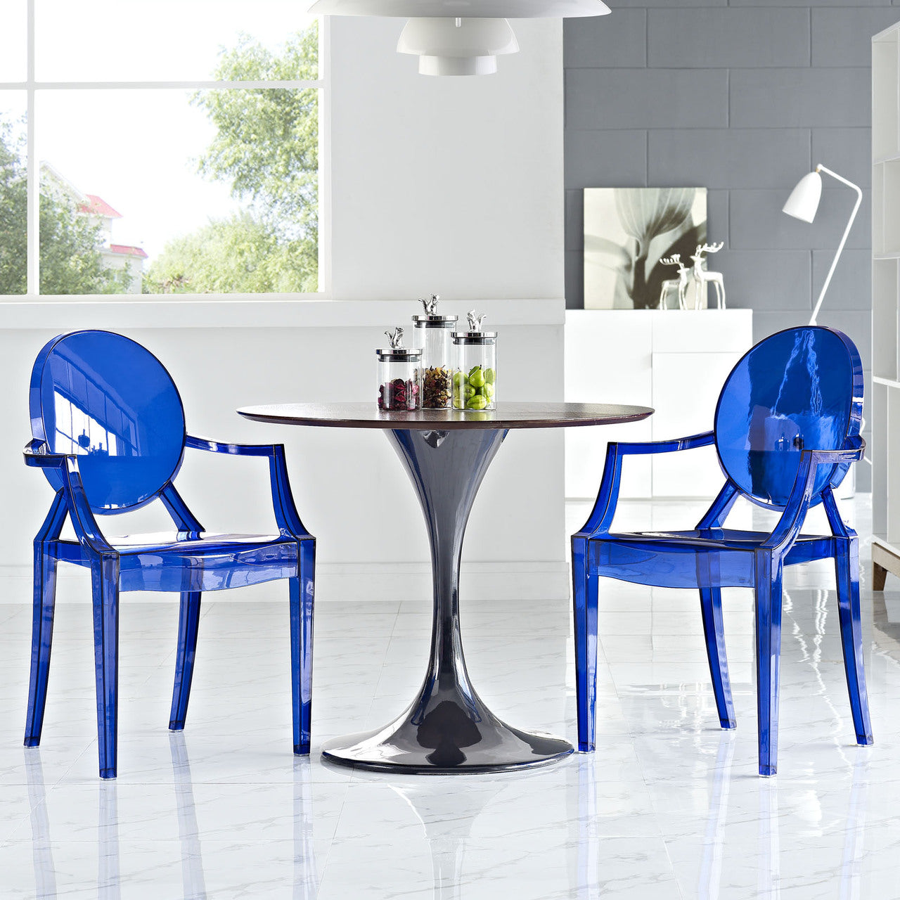 Casper Dining Armchairs Set of 2, Blue Plastic