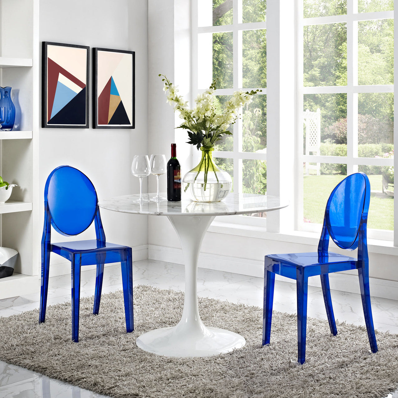 Casper Dining Chairs (Set of Two), Blue, Plastic