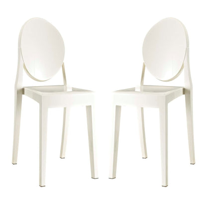 Casper Dining Chairs Set of 2, White, Plastic 13067