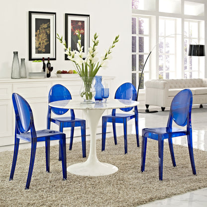 Casper Dining Chairs (Set of Four), Plastic, Blue