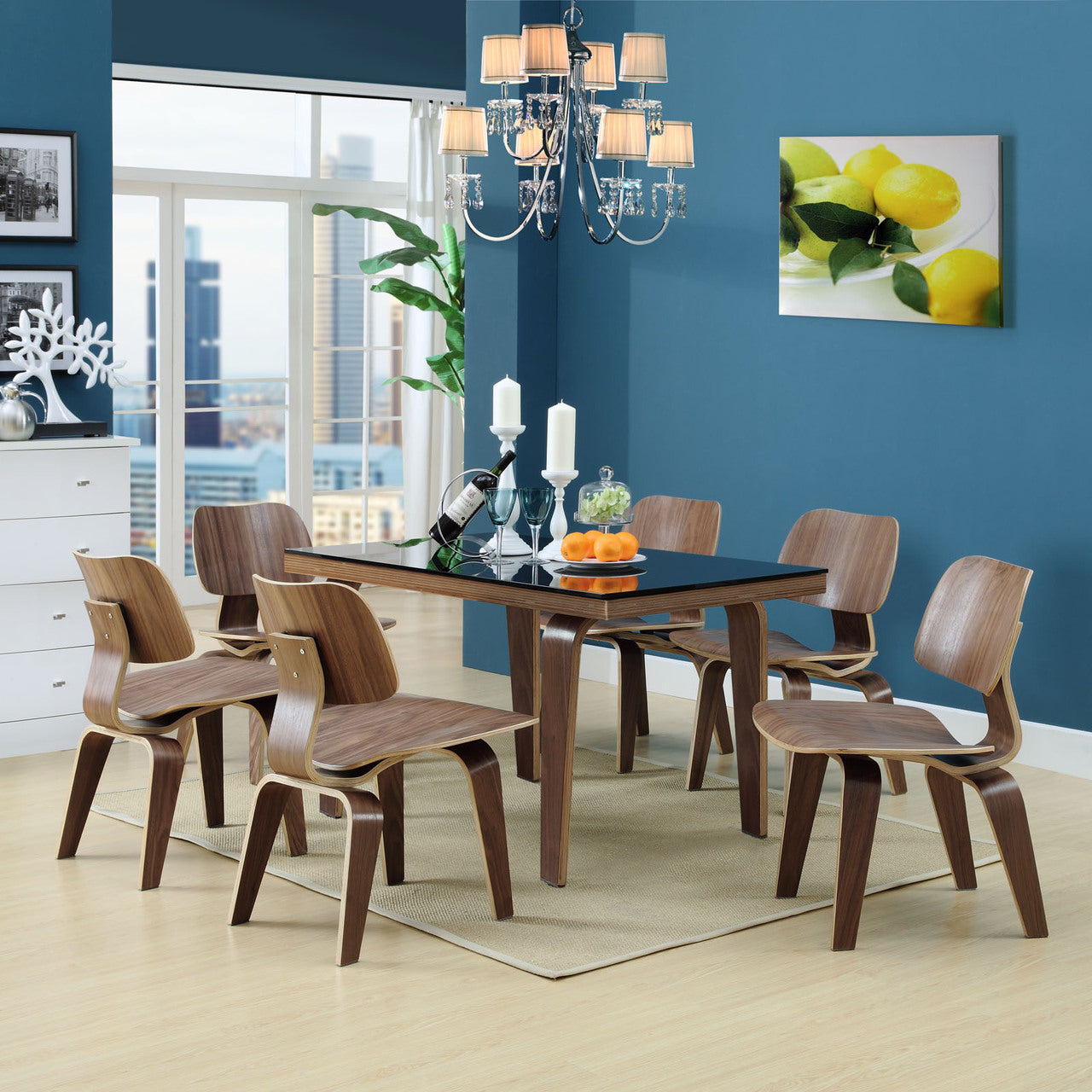 Fathom Dining Chairs Set of 6 in Walnut