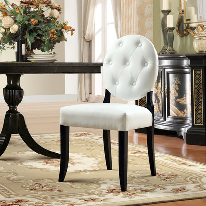 Button Dining Chairs Set of 2 in White