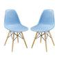 Pyramid Dining Side Chairs Set of 2, Plastic, Wood, Light Blue, 21249