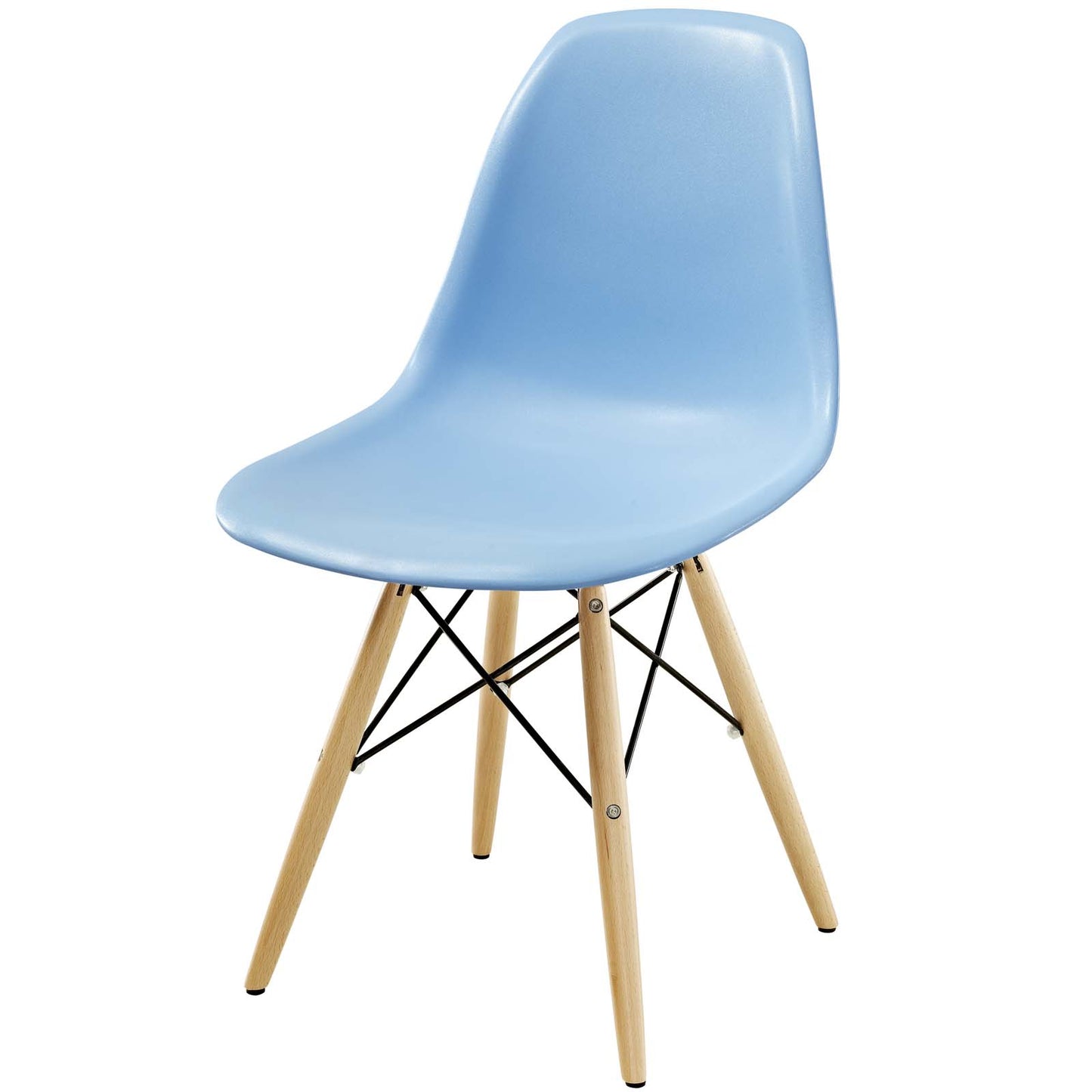 Pyramid Dining Side Chairs Set of 2, Plastic, Wood, Light Blue, 21249