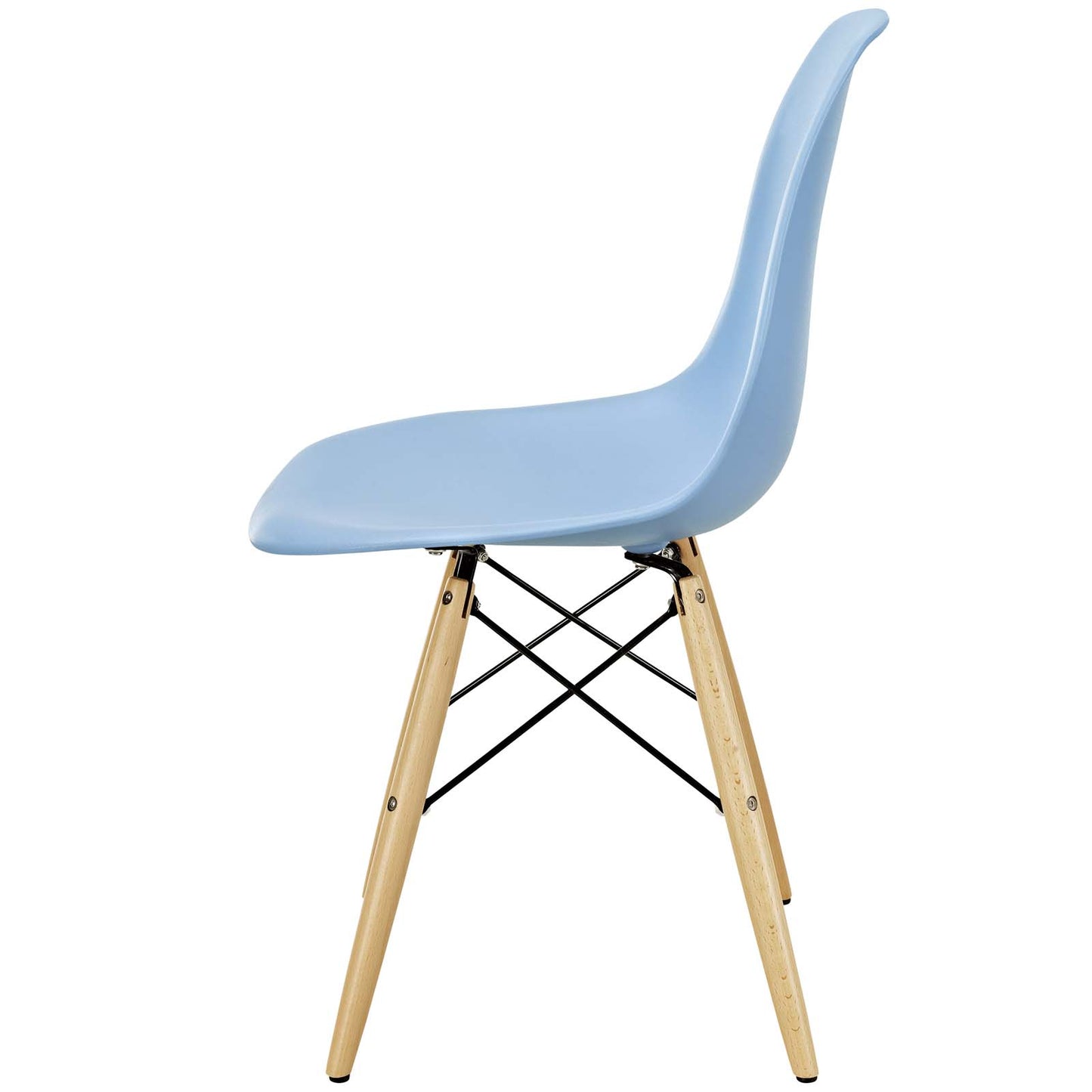 Pyramid Dining Side Chairs Set of 2, Plastic, Wood, Light Blue, 21249