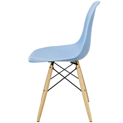 Pyramid Dining Side Chairs Set of 2, Plastic, Wood, Light Blue, 21249