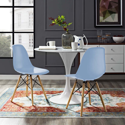 Pyramid Dining Side Chairs Set of 2, Plastic, Wood, Light Blue, 21249