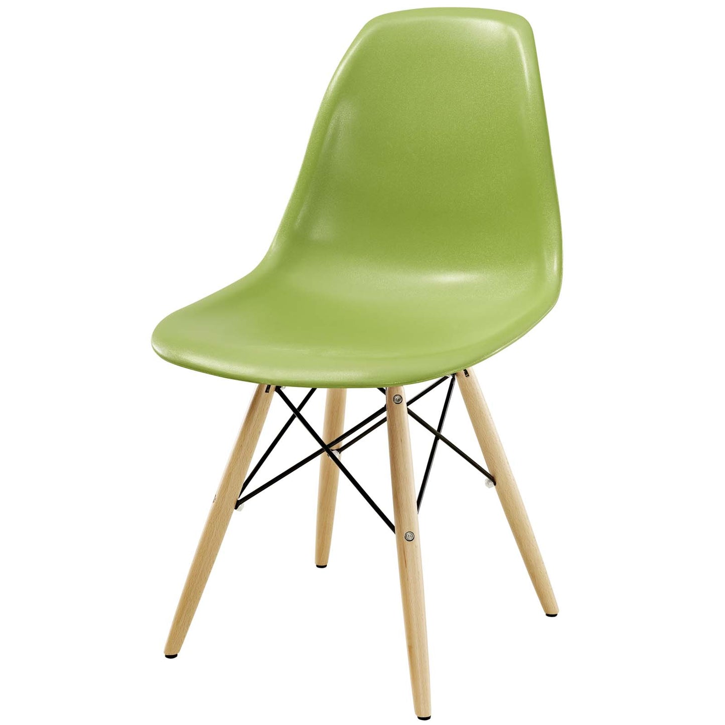 Pyramid Dining Side Chairs Set of 2, Plastic, Wood, Light Green, 21250