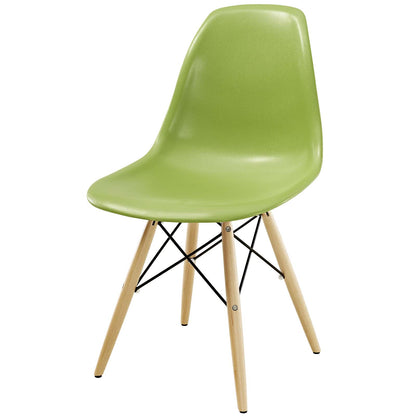 Pyramid Dining Side Chairs Set of 2, Plastic, Wood, Light Green, 21250