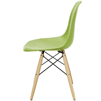 Pyramid Dining Side Chairs Set of 2, Plastic, Wood, Light Green, 21250