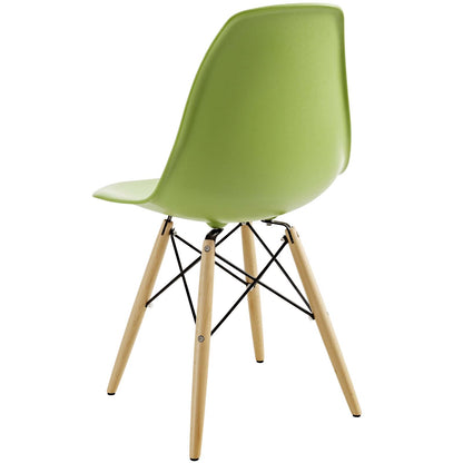 Pyramid Dining Side Chairs Set of 2, Plastic, Wood, Light Green, 21250