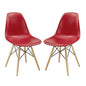 Pyramid Dining Side Chairs Set of 2, Plastic, Wood, Red, 21252