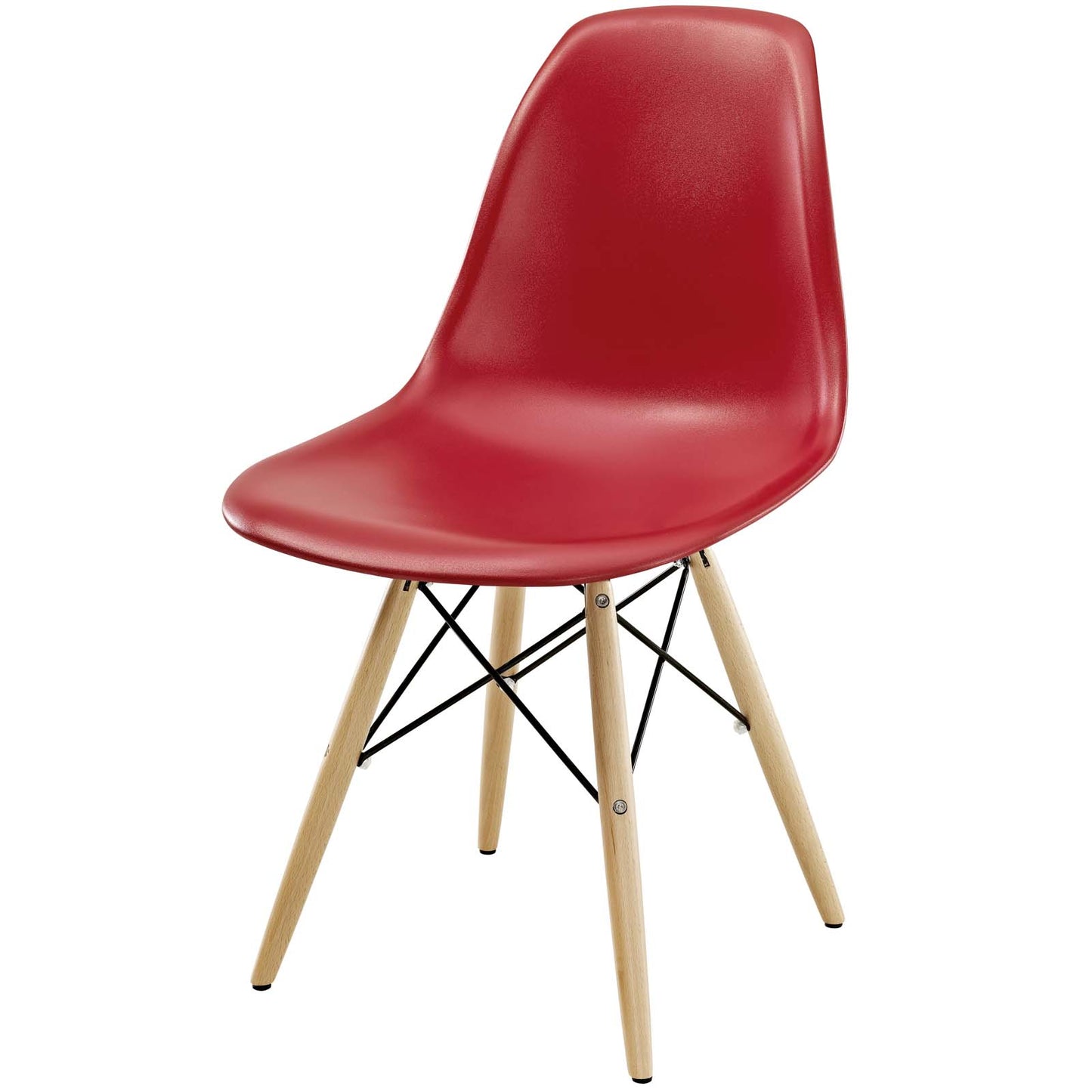 Pyramid Dining Side Chairs Set of 2, Plastic, Wood, Red, 21252