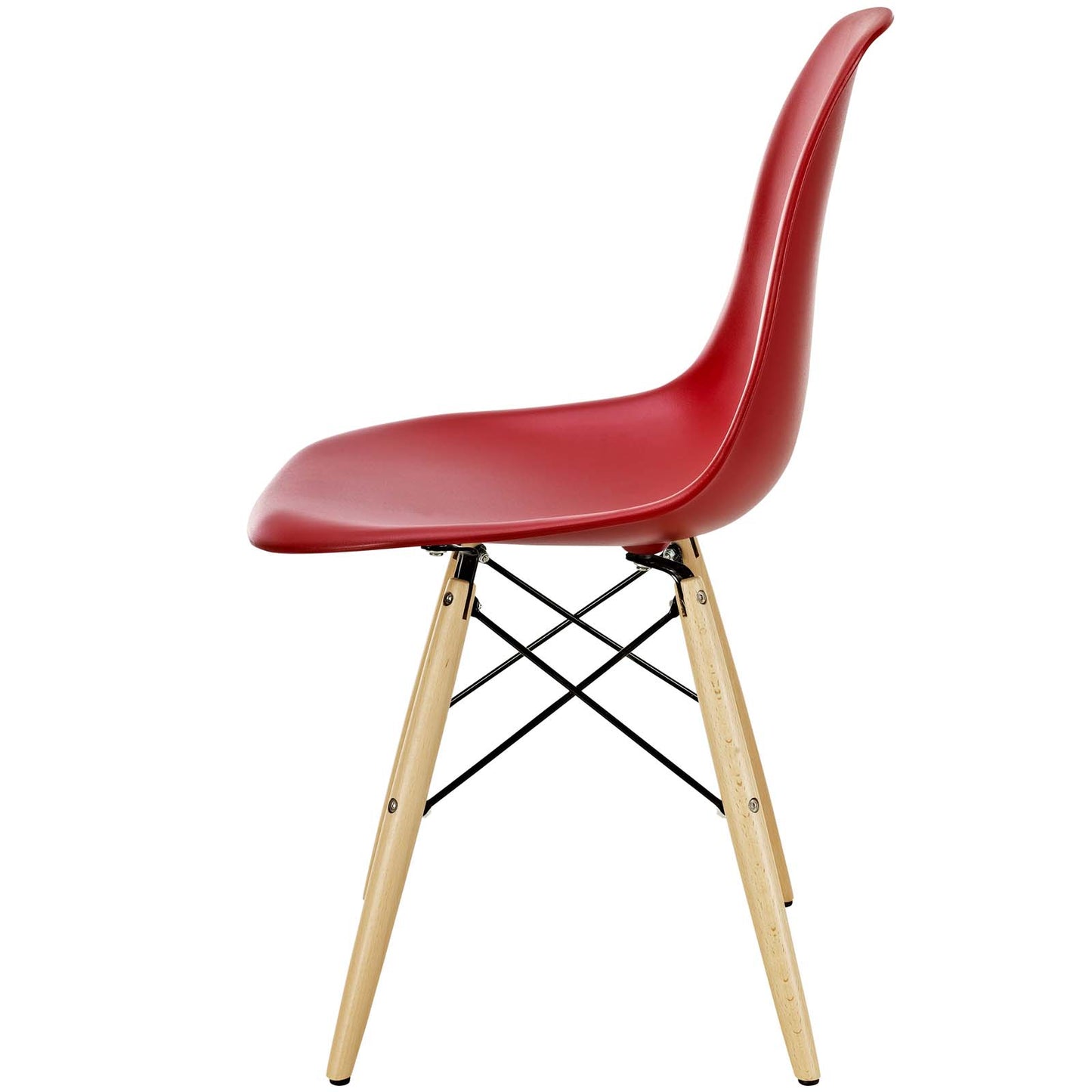Pyramid Dining Side Chairs Set of 2, Plastic, Wood, Red, 21252