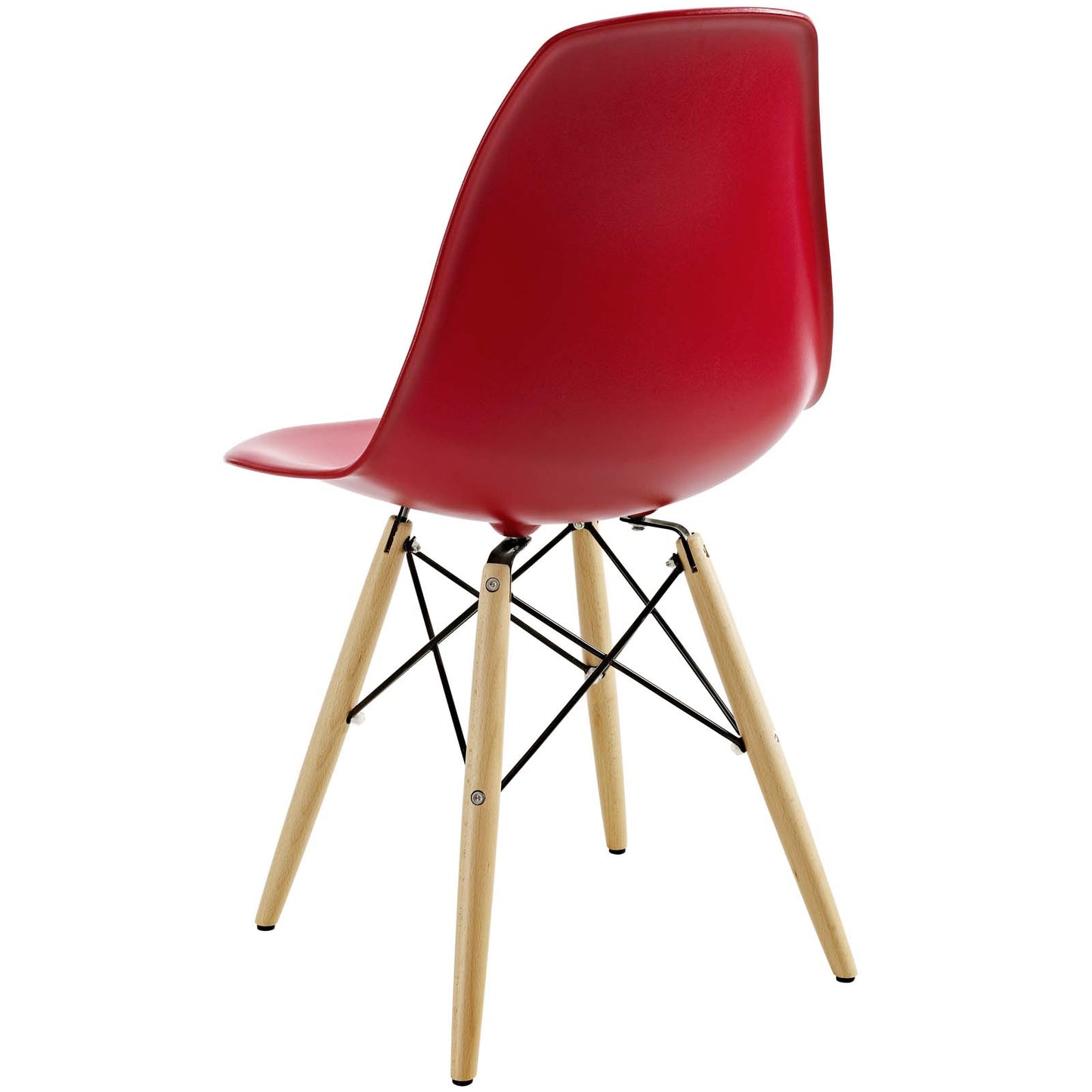 Pyramid Dining Side Chairs Set of 2, Plastic, Wood, Red, 21252