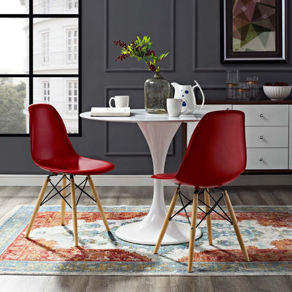 Pyramid Dining Side Chairs Set of 2, Plastic, Wood, Red, 21252