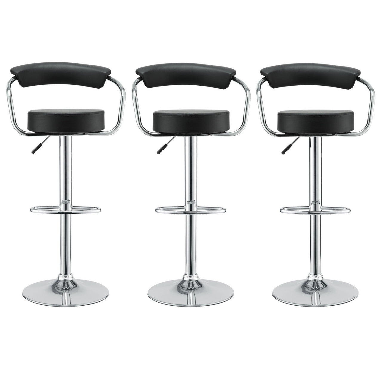 Diner Bar Stools Set of 3 in Black