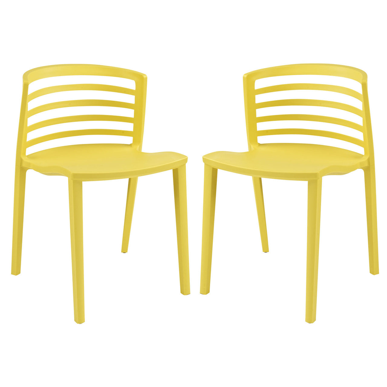 Curvy Dining Chairs Set of 2 in Yellow