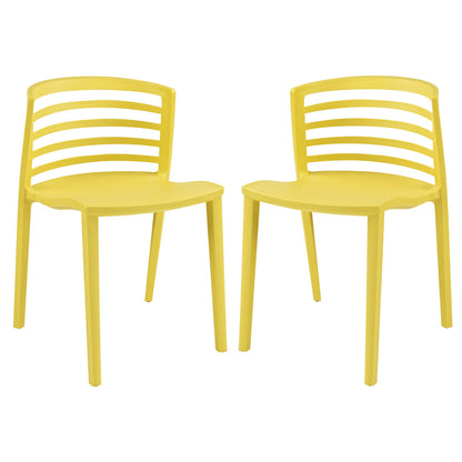 Curvy Dining Chairs Set of 2 in Yellow