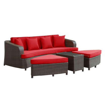 Monterey Sofa Set in Brown Red