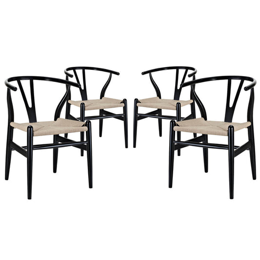 Amish Dining Armchair Set of 4 in Black