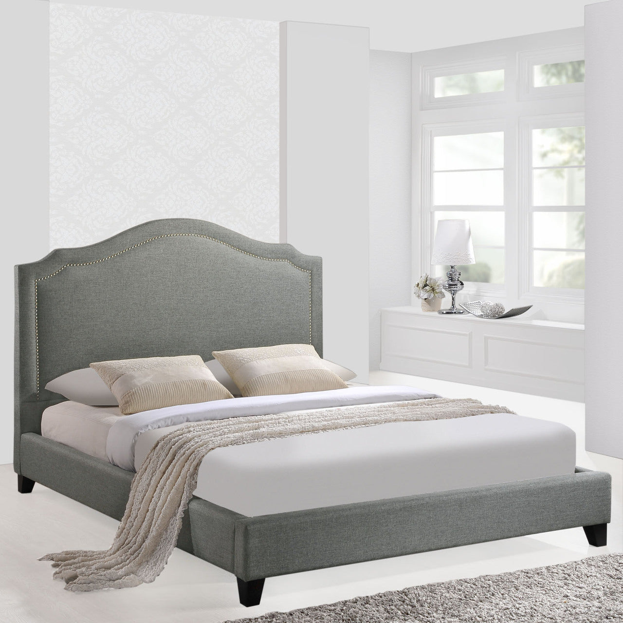 Charlotte Queen Bed Frame in Gray