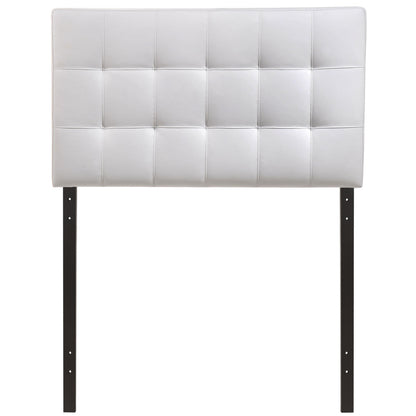Lily Twin Vinyl Headboard, White Faux Leather