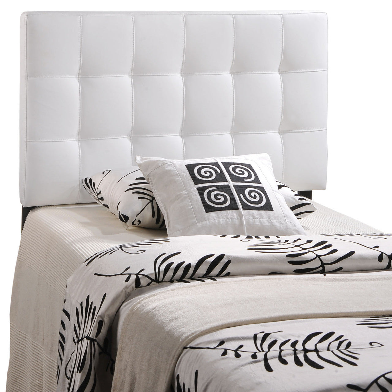 Lily Twin Vinyl Headboard, White Faux Leather
