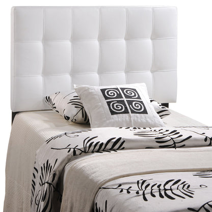 Lily Twin Vinyl Headboard, White Faux Leather