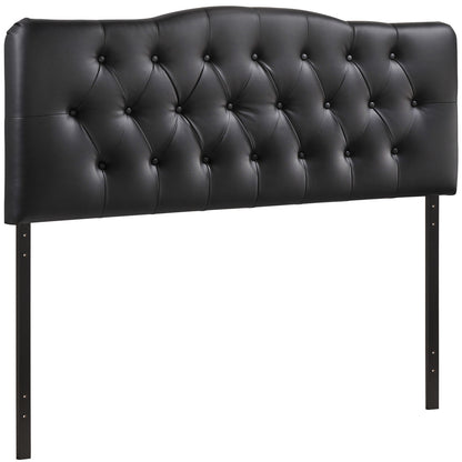 Annabel Queen Vinyl Headboard, Black Faux Leather