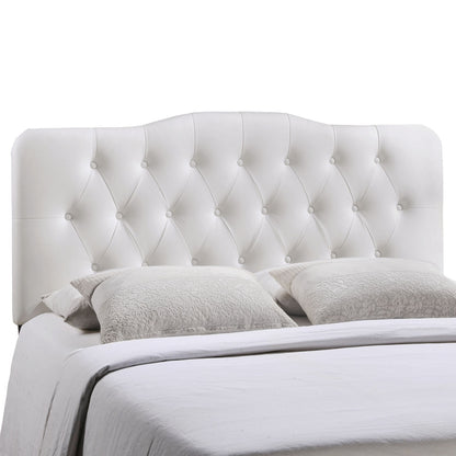 Annabel Queen Vinyl Headboard, White Faux Leather