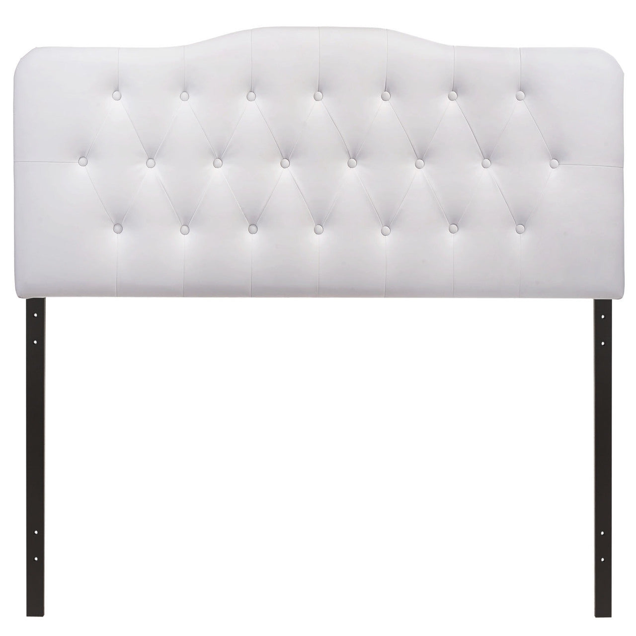 Annabel Queen Vinyl Headboard, White Faux Leather