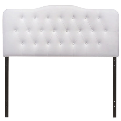 Annabel Queen Vinyl Headboard, White Faux Leather