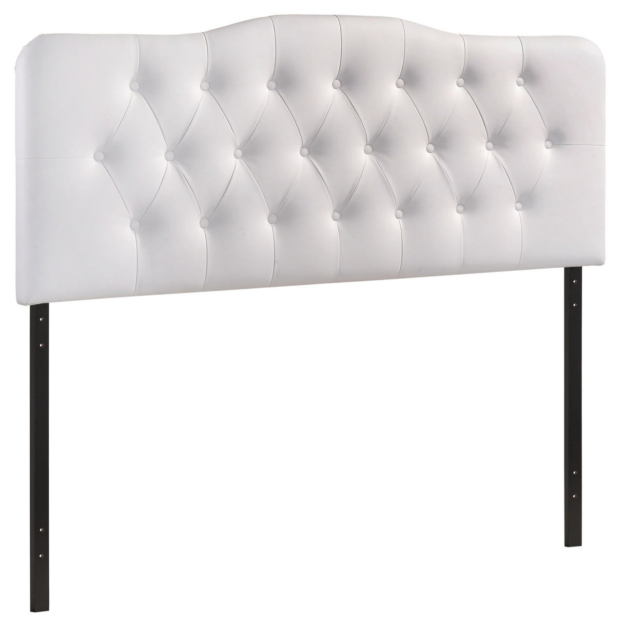 Annabel Queen Vinyl Headboard, White Faux Leather