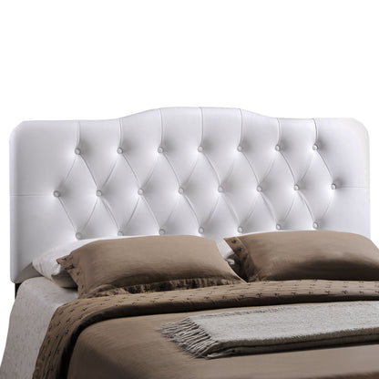 Annabel Queen Vinyl Headboard, White Faux Leather