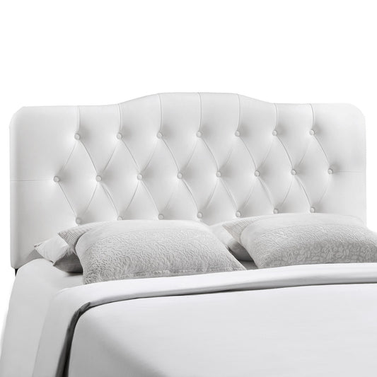 Annabel Full Vinyl Headboard, White Faux Leather