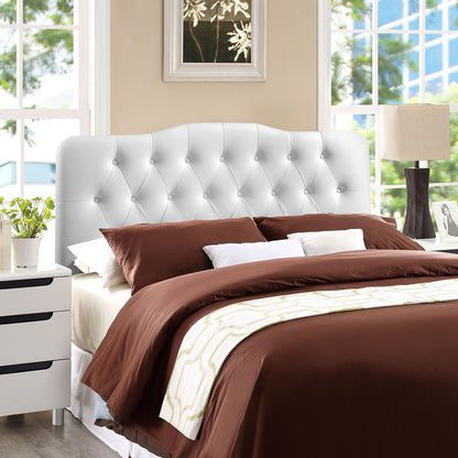 Annabel Full Vinyl Headboard, White Faux Leather