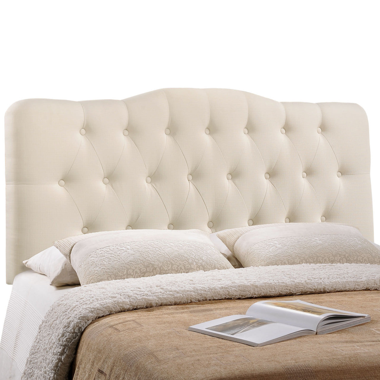 Annabel King Fabric Headboard, Ivory Fabric