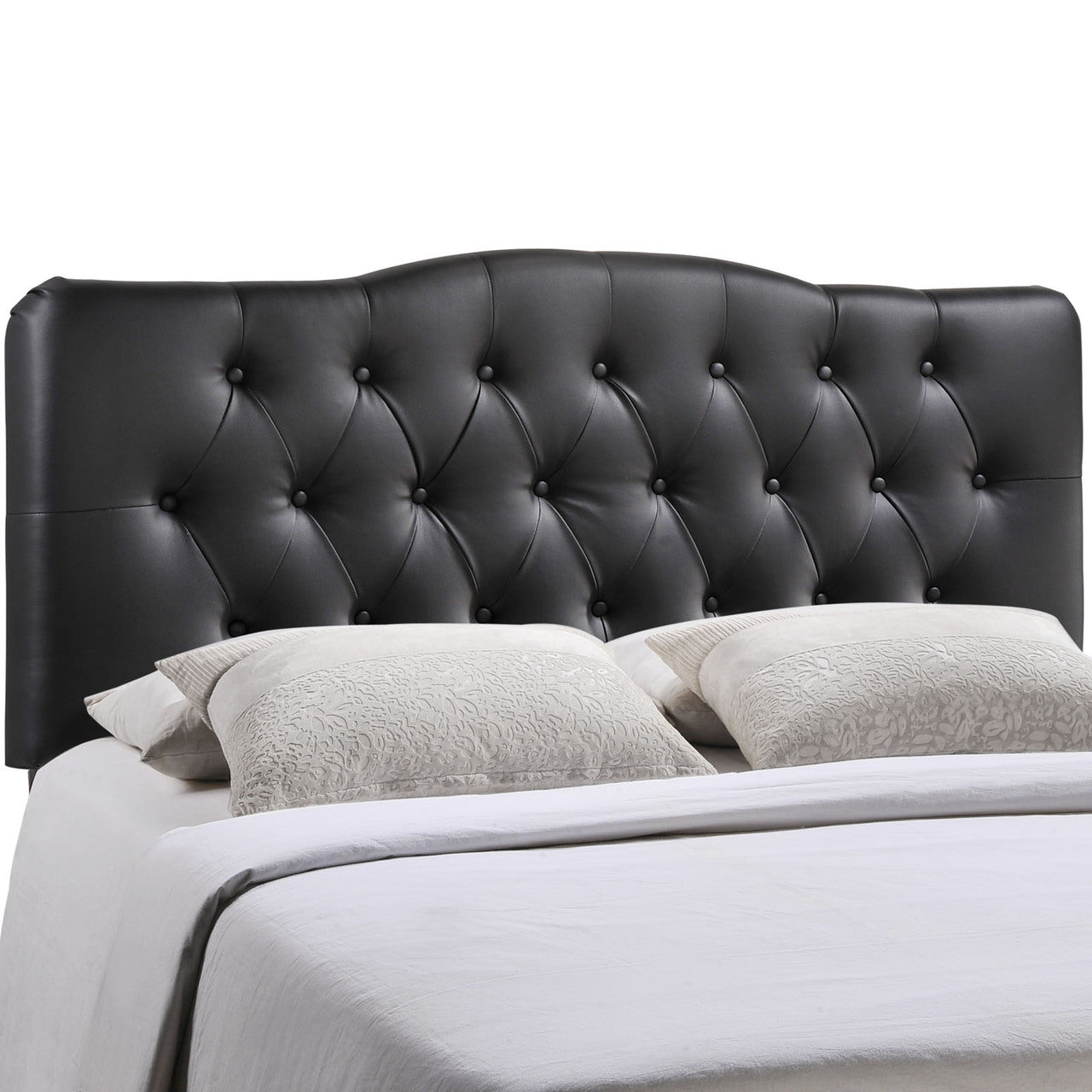 Annabel King Vinyl Headboard, Black Faux Leather